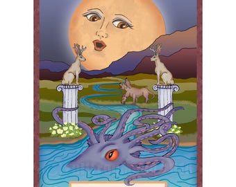 The Moon Cryptozoology Tarot Card Mini Print