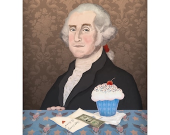 Happy President’s Day! George Washington with Cupcake Mini Print