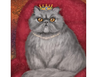 Persian Cat with Pearls Mini Print