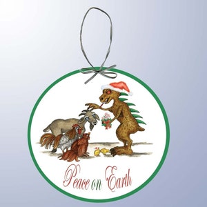 Chupacabra and Goat Holiday Paper Ornament image 1