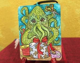 Cthulhu Finds His Calling Hand-Painted Ornament
