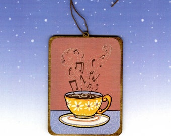 Coffee of the Day with Notes of Chocolate and Caramel Birch Wood Ornament