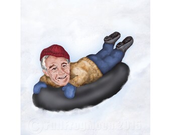 Ron Paul Tubing on a Snowy Winter Day Mini Print