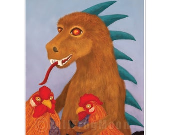 Mini impresión de Chupacabras y pollos