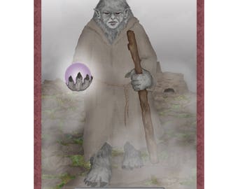 The Hermit Cryptozoology Tarot Card Mini Print