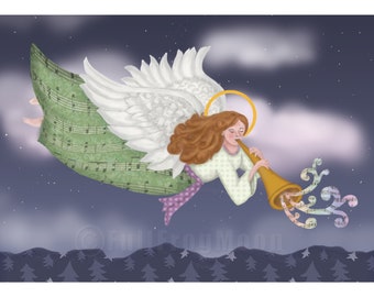 Mini impresión de ángel con cuerno