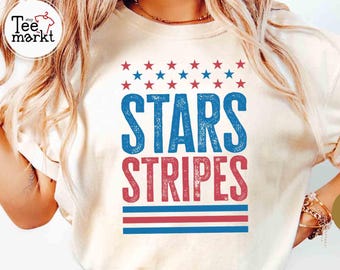 Stars Stripes Shirt, Comfort Colors® USA Shirt, Patriotic T-Shirt, Fourth of July Shirt, 4th of July Tee, Retro America Shirt, USA Flag Tee