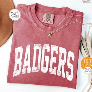 Comfort Colors® Badgers Mascot T-shirt, Badgers Team Mascot Shirt, Badgers Game Day Shirt, Vintage Badgers Football Shirt, Badgers Fan Gift