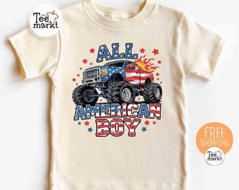 Camiseta All American Boy, camiseta Comfort Colors® Boy de 4 de julho, camiseta Monster Truck, camiseta Kids America, camiseta Son Youth USA Pickup Truck
