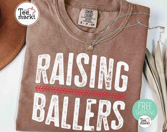 Raising Ballers Shirt Comfort Colors® Baseball Mom Shirt, Funny Mama Shirt, Softball Mom, Baseball Season Tee, Retro Baseball Game Day Shirt