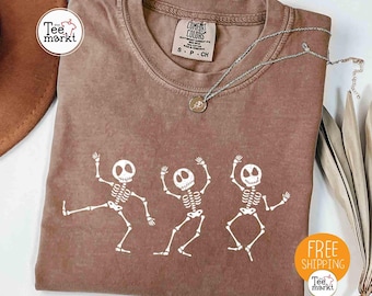 Halloween-shirt skelet dansen, Comfort Colors® skelet dans shirt, shirt Halloween skelet, shirt dansen skeletten, grappig herfstshirt