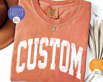 Comfort Colors® Custom Team Mascot Shirts, School Spirit Mascot Fan Shirt, Custom Favorite Team Name Shirts, Game Day Team Spirit T-shirts