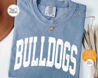 T-shirt mascotte Bulldogs Comfort Colors®, T-shirt de l'équipe des Bulldogs vintage, T-shirt de l'équipe de football des Bulldogs, T-shirt des Bulldogs, T-shirt des Bulldogs Gameday