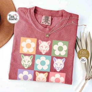 Floral Cougars T-shirt, Comfort Colors® Cougars Game Day Shirt, Cougars Football TShirt, Tailgate School Mascot Outfit, Cougars Pride Tee