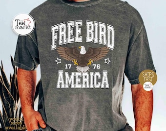 American Eagle Shirt Comfort Colors Shirt, Free Bird America Shirt, 4th of July Tee, Patriotic Shirt, Vintage USA T-shirt, Oversized USA Tee