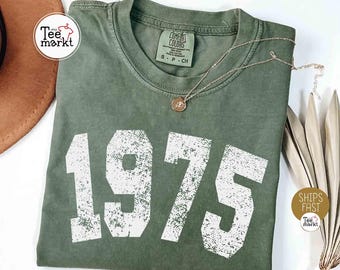 50th Birthday Shirt, 1975 T-shirt, Comfort Colors® 50th Birthday Gift for Men, Distressed 1975 Shirt, Vintage 1975 Birthday Shirt for Women