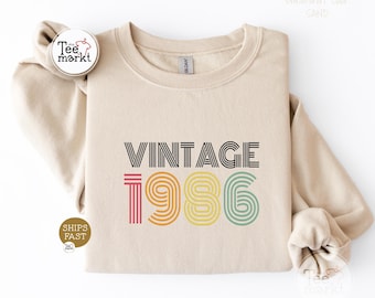 1986 Vintage Birthday Sweatshirt, Retro 40th Birthday Gift, Unisex Sweatshirt for Men/Women, Classic 90s Style, Party Anniversary Outfit