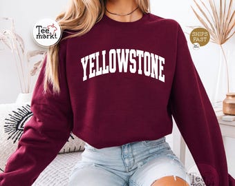 Yellowstone Sweatshirt, Vintage Yellowstone National Park Crewneck, Retro Outdoor Sweatshirt, Nature Lover Gift, Hiking Travel Pullover
