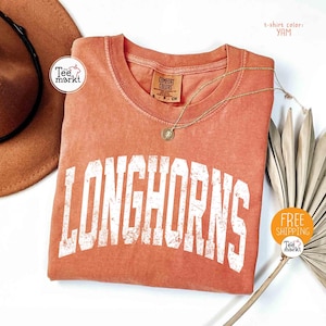 Comfort Colors Longhorns Mascot T-Shirt, Retro Tailgate Tee