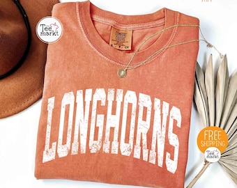 Comfort Colors Longhorns Mascot T-Shirt, Retro Tailgate Tee