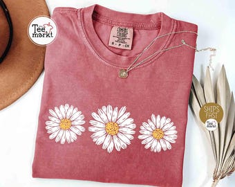 Comfort Colors® Daisy Shirt, Wildflower T-Shirt, Floral Shirt Gift, Gift For Sister, Summer Shirt, Daisy Women Shirt, Flower Girl shirt