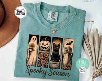Spooky Season Shirt Comfort Colors® Vintage Halloween Shirt, Hexe Shirts für Frauen, Retro Herbst T-Shirt, Witchy Vibes Shirt, Ghost Shirt