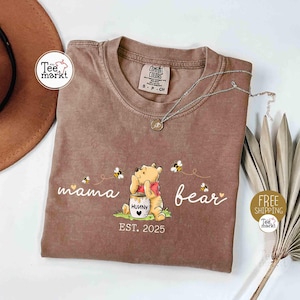 Comfort Colors® Custom Mama Bear Shirt, Personalized Mama Shirt, Gift for Mom, Gift for Grandma, Retro Mothers Day Shirt, New Mom Tee Shirts