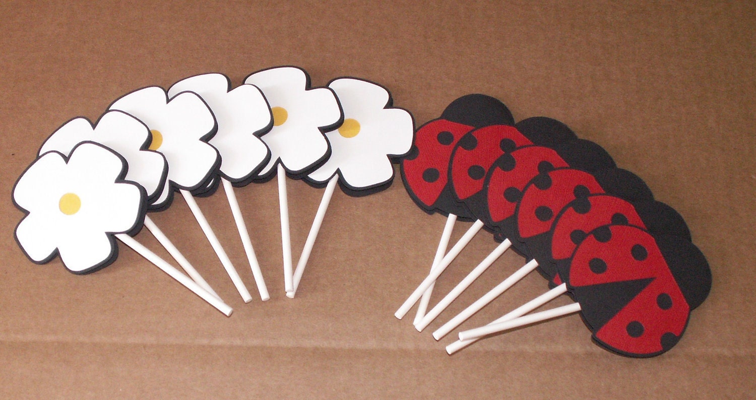 Ladybug Cupcake Toppers Cake Decorations Party Decorations