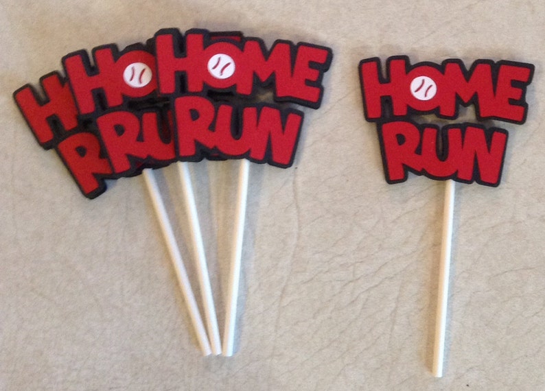Baseball Cupcake Toppers Birthday Supplies Party Etsy