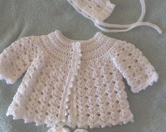 Matinee Jacket, Bonnet & Booties