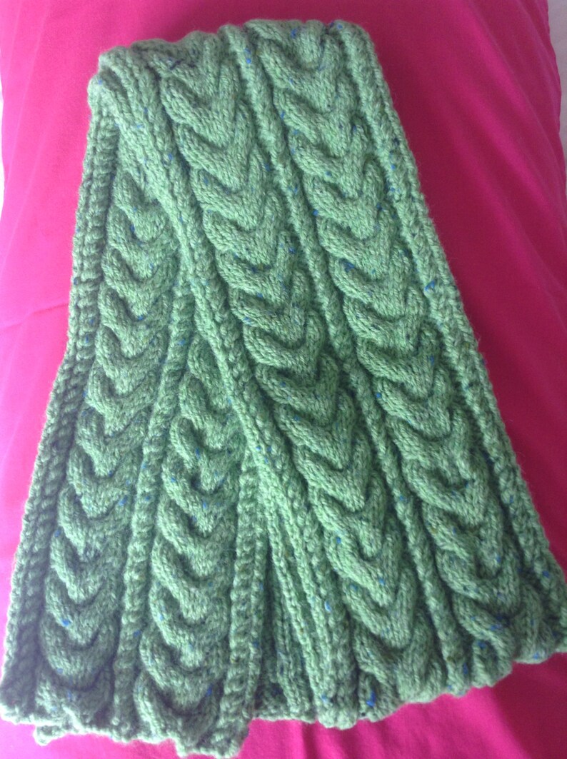 Ierse Aran-sjaal Scarf Green w/Fleck