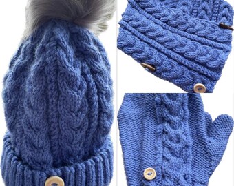 Hat Cowl & Mittens Set