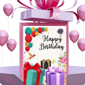 Colorful Birthday Card Printable | 5x7” Happy Birthday Digital Download | Balloon Gift Card | PDF & PNG | Instant Gift