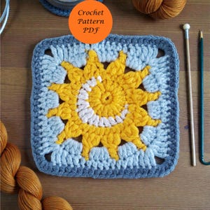 Sun and Moon Granny Square Crochet Pattern PDF, Celestial Duo Motif, Mystic Astrology Crochet, Boho Blanket Square, Download,6 Language
