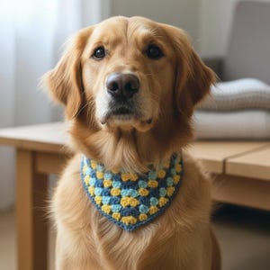 Patrón de pañuelo de ganchillo para mascotas, pañuelo para collar de gato y perro, bufanda triangular para el cuello en PDF, fácil para principiantes, apto para principiantes, 6 idiomas imagen 3