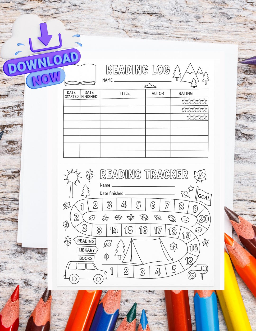 Printable Reading Log | Cute Book Tracker | Reading Journal PDF ...