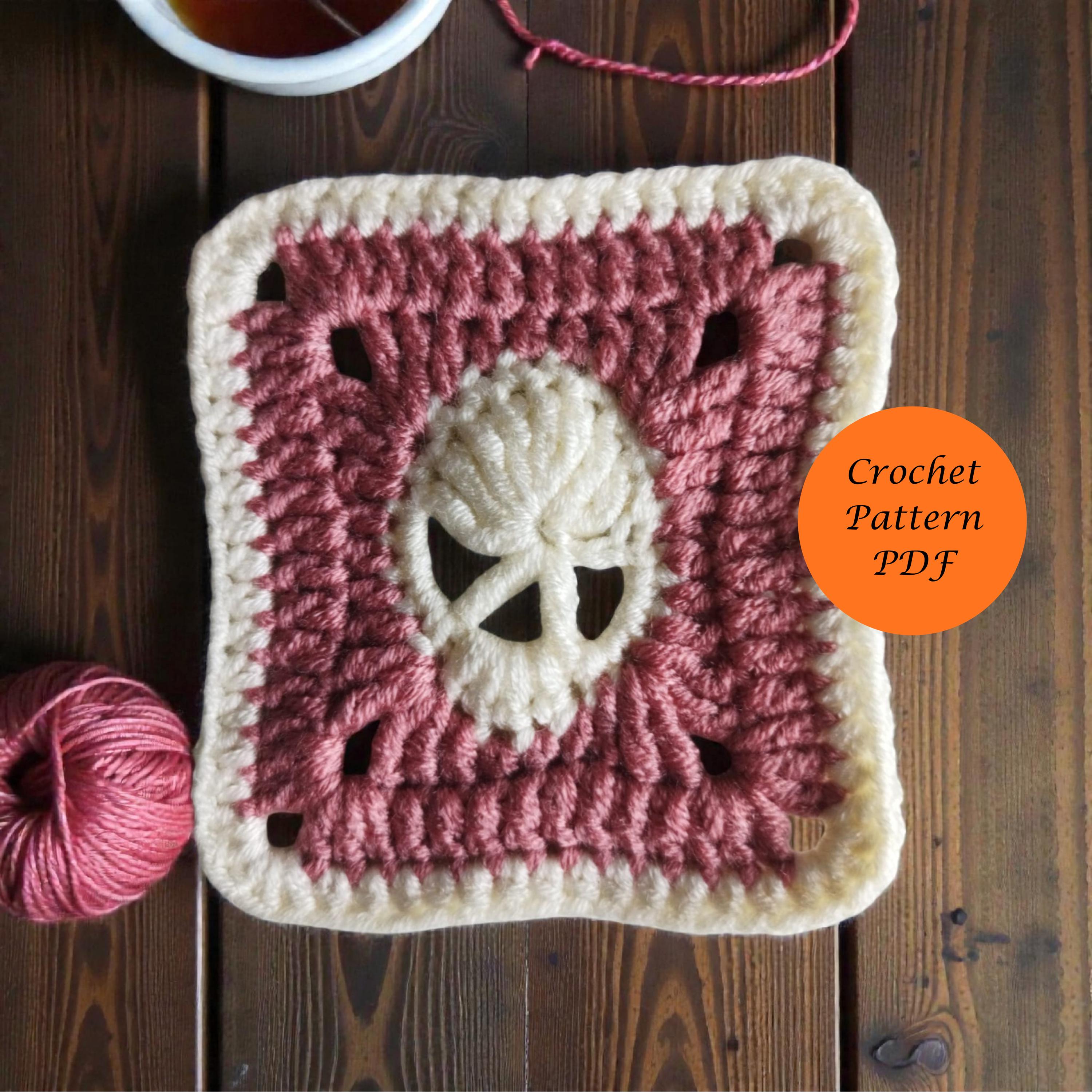 Skull Granny Square Crochet Pattern PDF, Goth Skeleton Motif