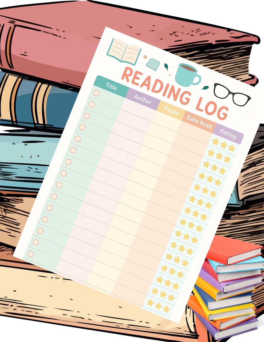 Printable Reading Log | Cute Book Tracker | Reading Journal PDF A4 A5 ...