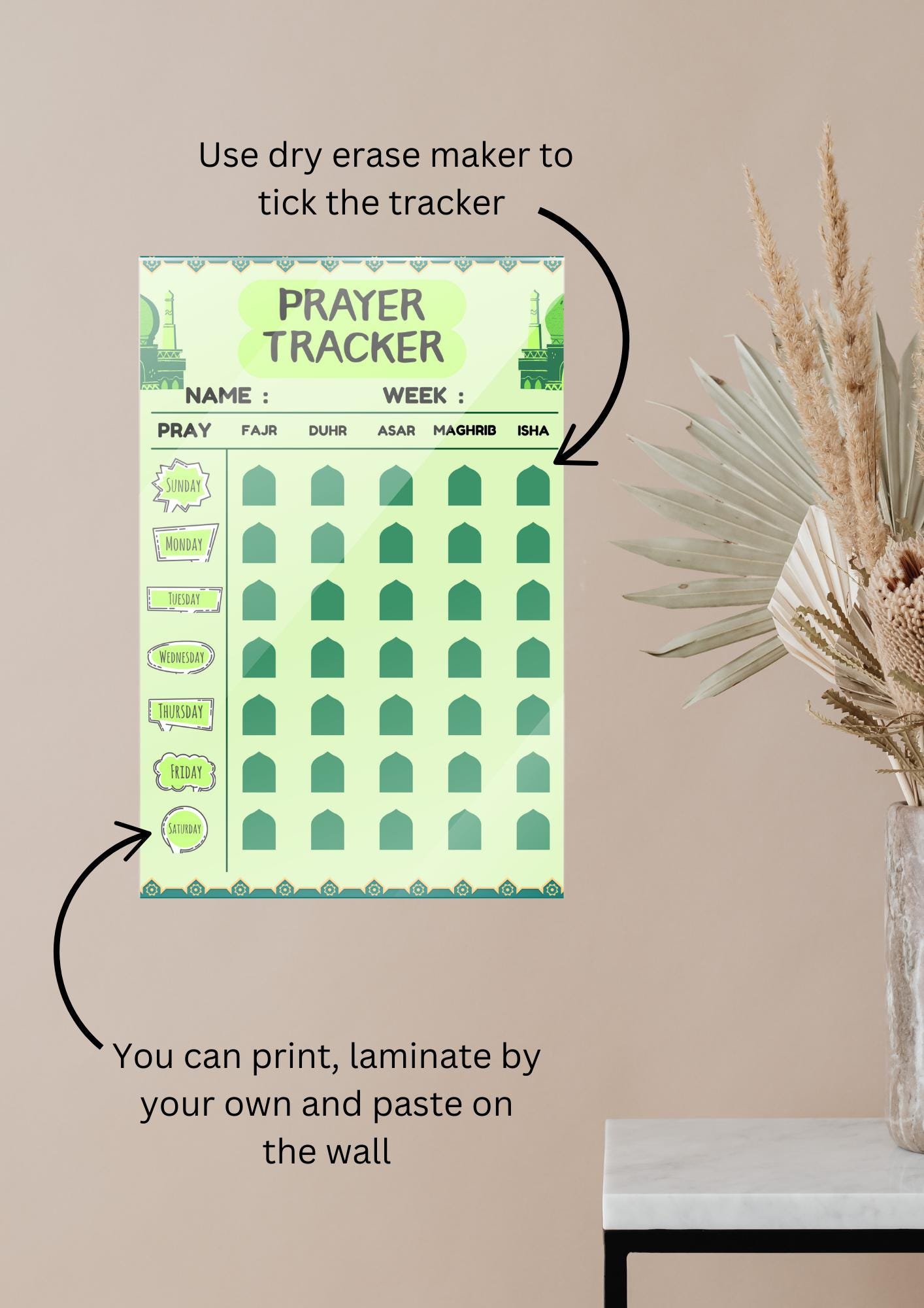 Printable Islamic Prayer Tracker | PDF - Etsy