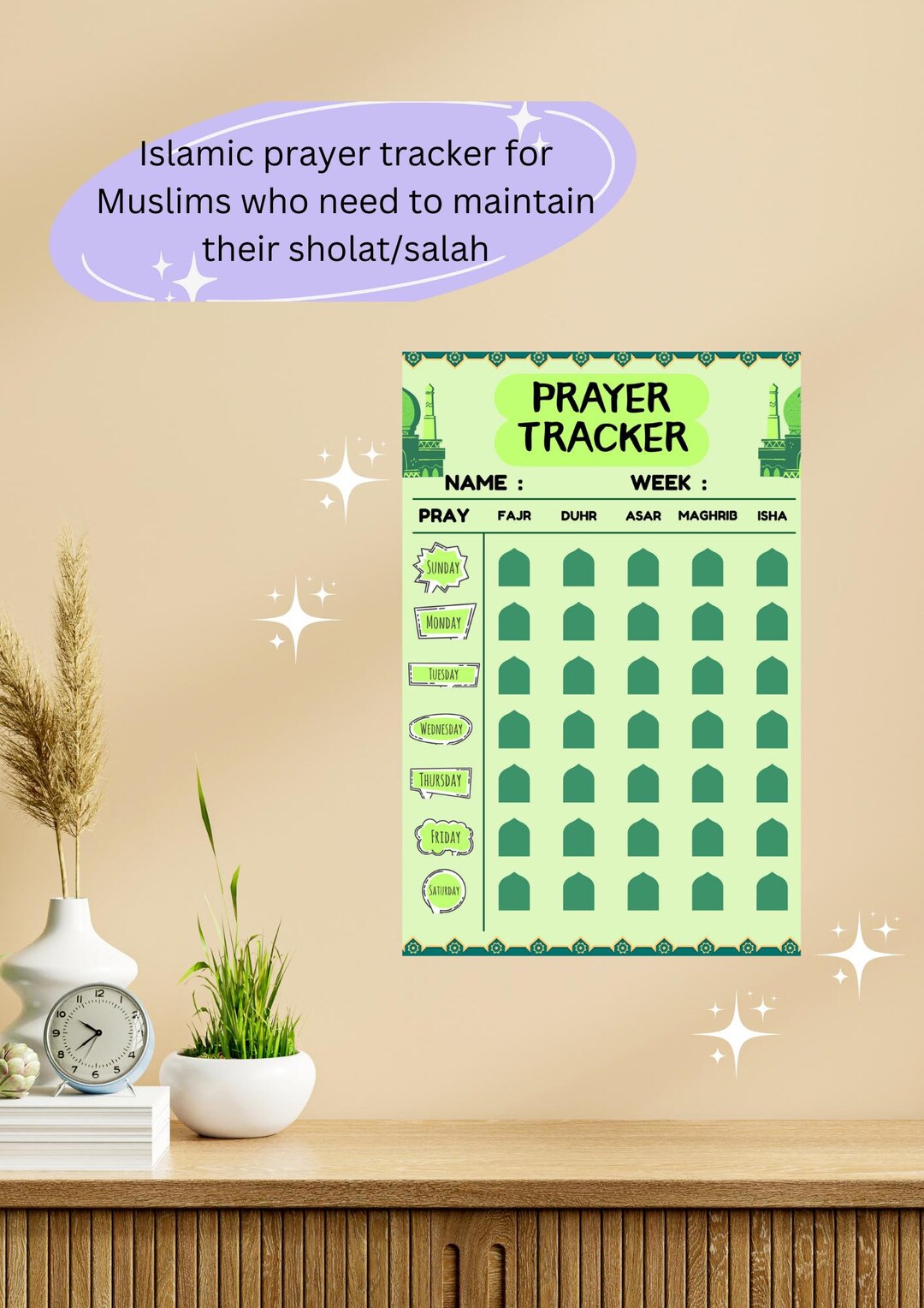 Printable Islamic Prayer Tracker | PDF - Etsy