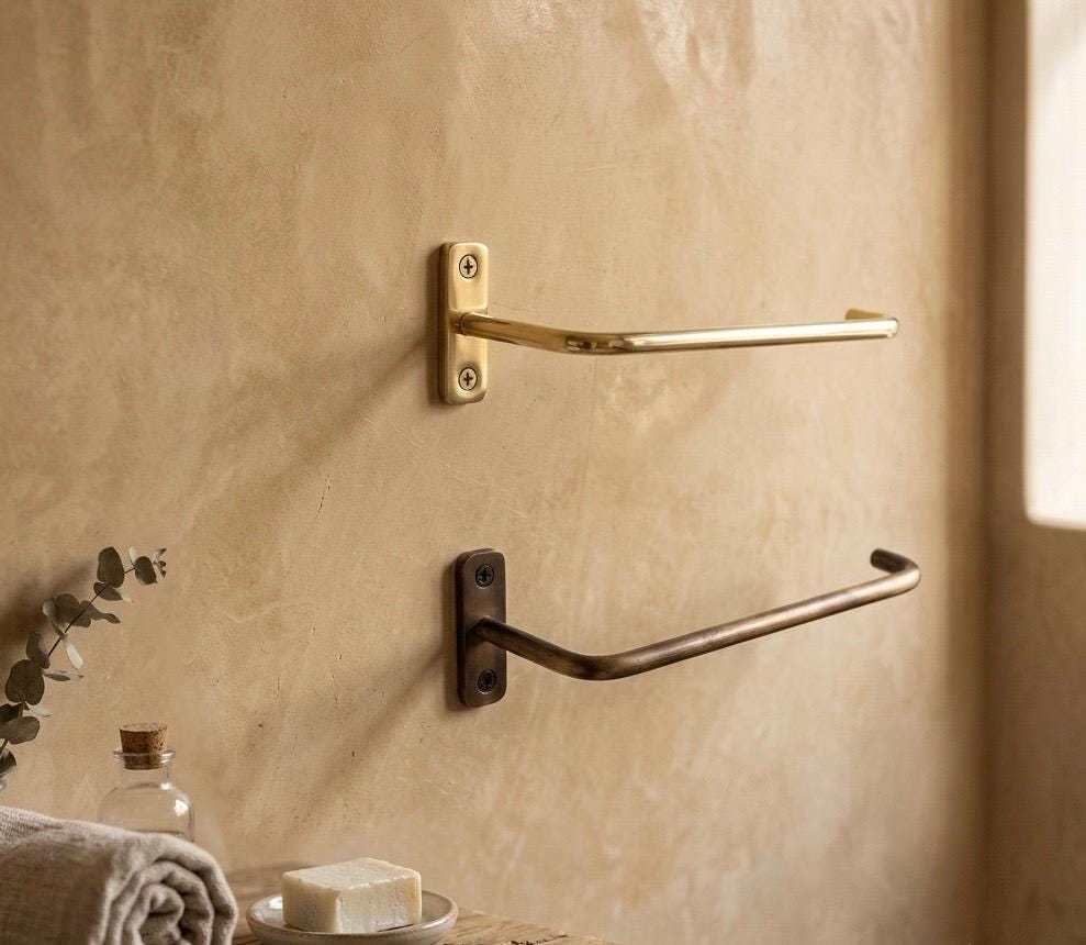 Unlacquered Brass Toilet Roll Holder: Solid Brass, Wall Mounted