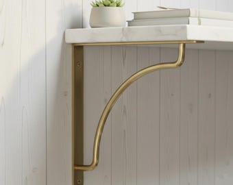 Soporte de estante de latón sin lacar - Soporte de pared resistente de latón macizo sin lacar