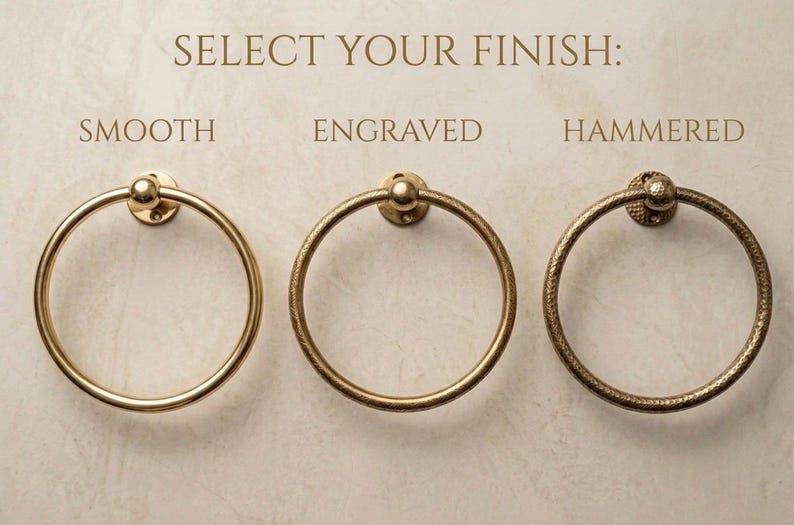 Anillo minimalista para toallas de latón macizo, soporte para toallas de mano sin lacar imagen 10
