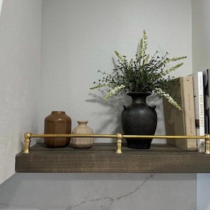 Handmade Moroccan Brass Gallery Rail: Unlacquered Shelf Edge with Ball Finials
