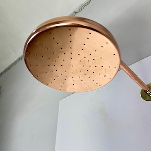 Handmade Copper Shower Head – Solid Unlacquered Copper, Indoor & Outdoor Rainfall Shower,  copper Shower Fixture