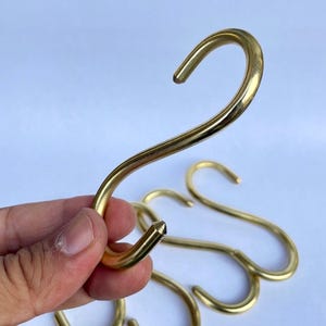 Solid Brass S-Hooks: Unlacquered Vintage Style Kitchen & Bath Hooks