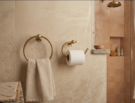 Minimalist Solid Brass Towel Ring, Unlacquered Hand Towel Holder