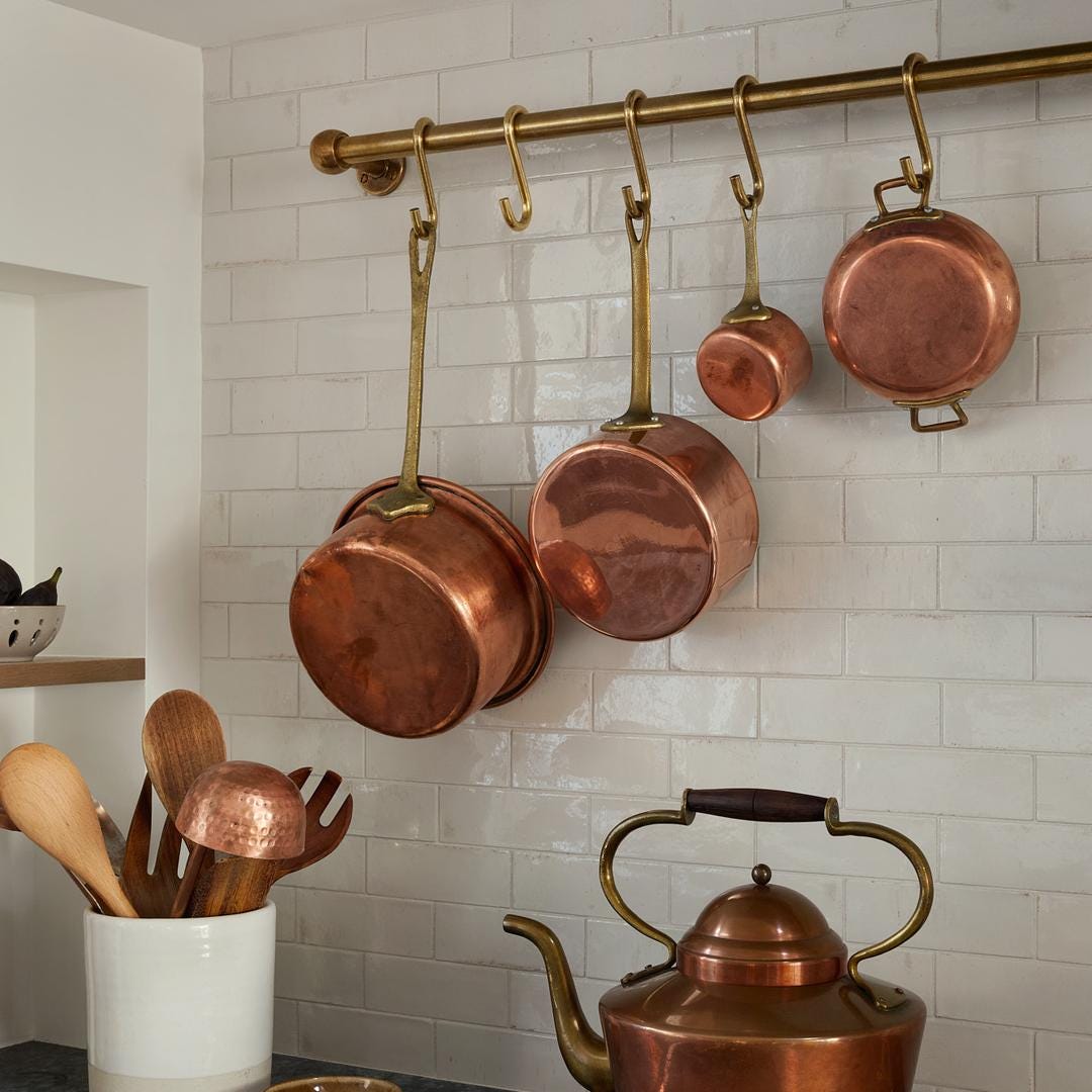 Handmade Unlacquered Brass Pot Rail With S Hooks – Moroccan