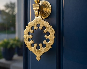 Moroccan Brass Door Knocker – Handmade Ornate Front Door Decor