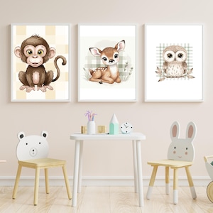 Safari Animal Prints Set: Modern Jungle Nursery Wall Art (PNG Digital Download)
